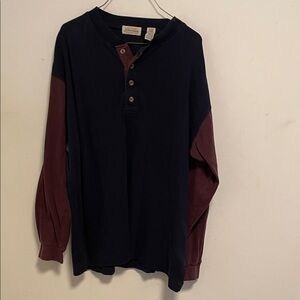 St. John's Bay Navy and Maroon Long Sleeve Shirt